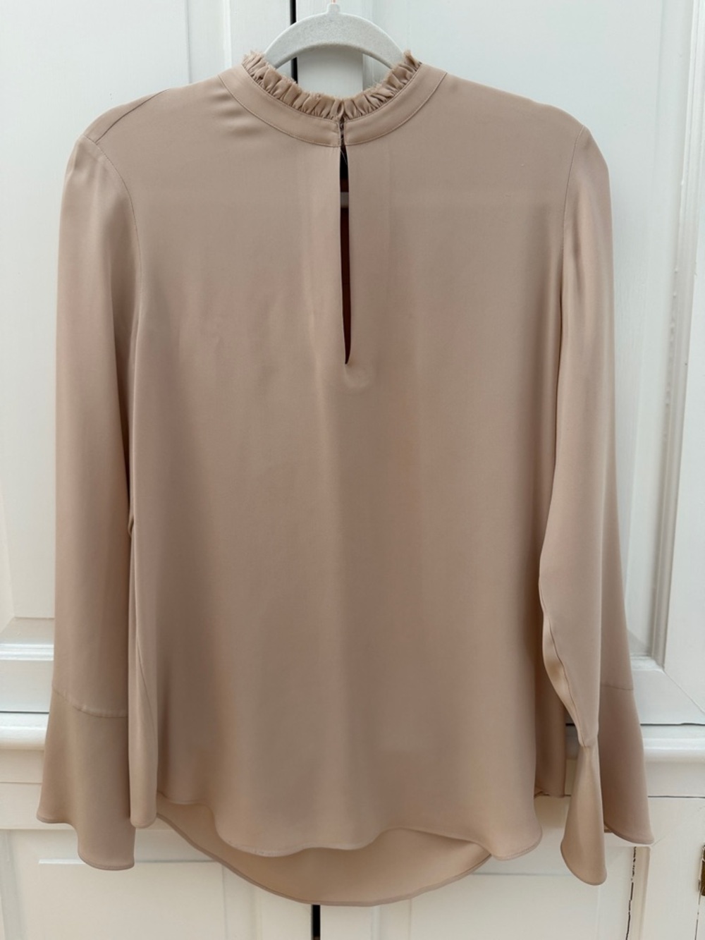 Theory 100% Silk Blouse Medium Blush Pink Luxury Lightweight Top